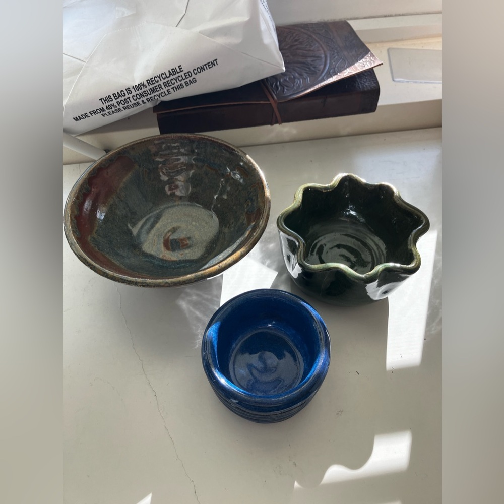 Set of 3 handmade pottery bowls